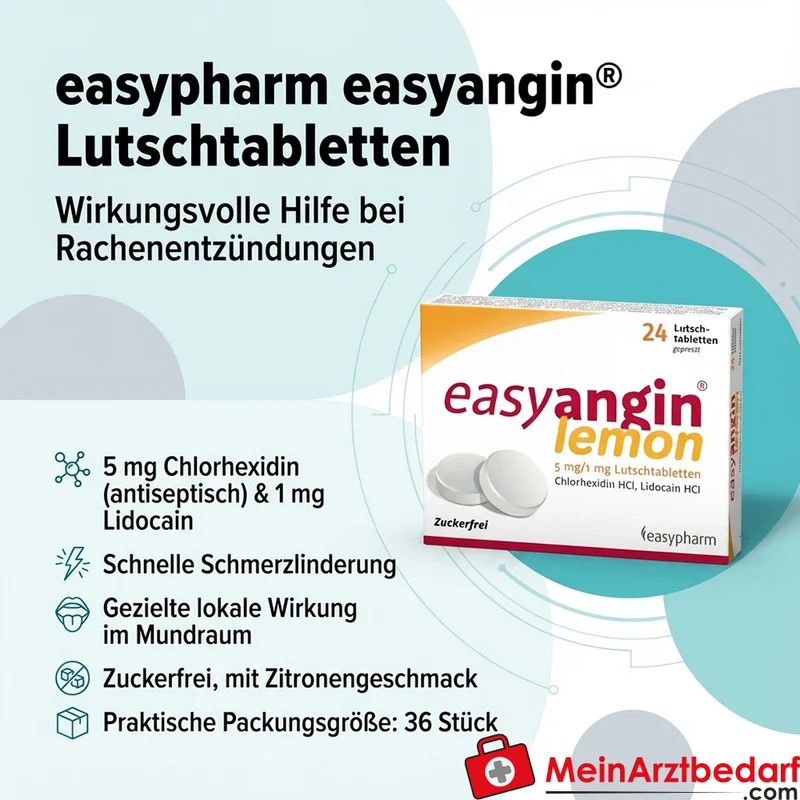easypharm easyangin® Lutschtabletten 36 St. – 5 mg Chlorhexidin / 1 mg Lidocain gegen Rachenentzündung