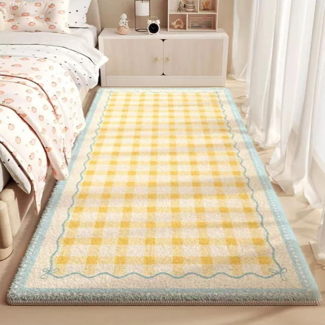Gemütlicher Gingham-Muster-Teppich für die Wohnkultur