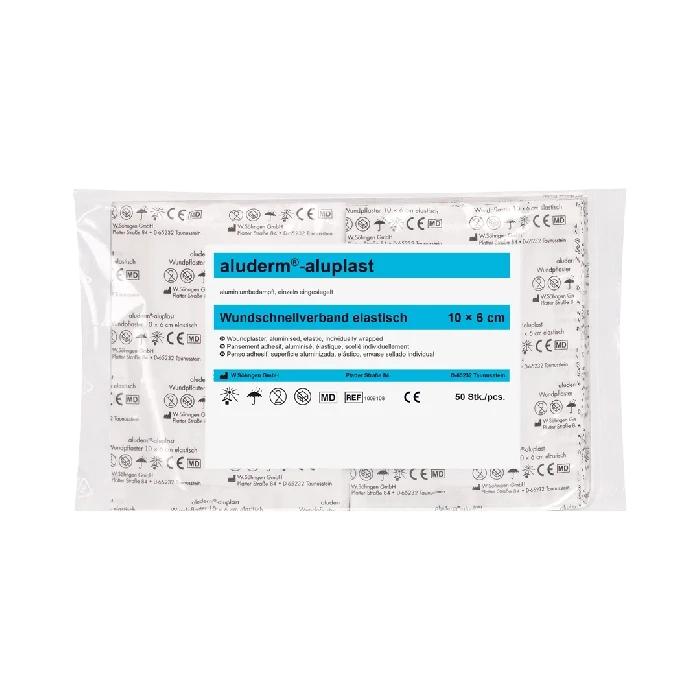 aluderm®-aluplast elastisch Hygienepackung 10 x 6 cm 50 Stück | Packung (50 Stück)