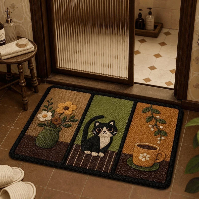 Künstlerische katzenmotivierte Eingangsmatte für den Hauseingang