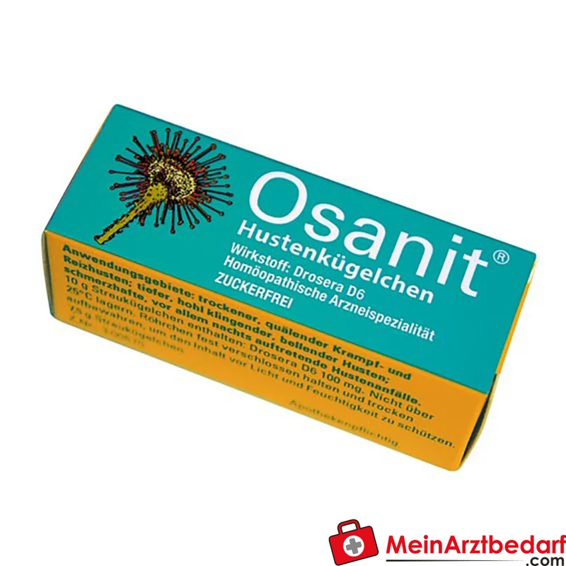 Osanit Hustenkügelchen 8 g - Homöopathisches Einzelmittel Drosera D6 gegen Husten, zuckerfrei, für die ganze Familie