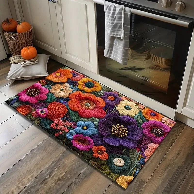 Florale Küchenteppichmatte