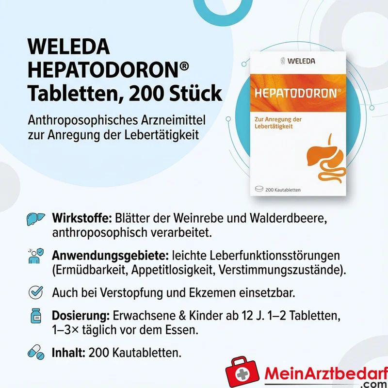WEL01 Hepatodoron Tabletten 200 Stück Anthroposophisches Arzneimittel zur Anregung der Lebertätigkeit