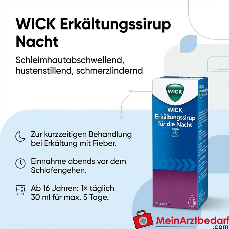 Wick Erkältungssirup Nacht 180 ml – schleimhautabschwellend, hustenstillend, schmerzlindernd