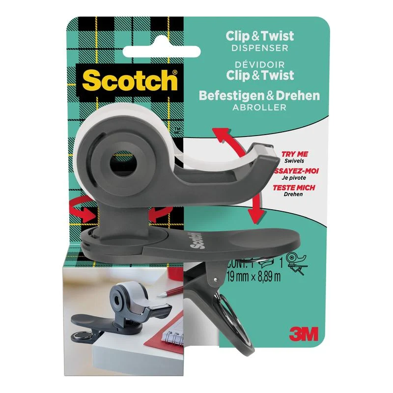 Scotch™ Clip & Twist Klebeband-Abroller C19, + Scotch® Magic™ Unsichtbares Klebeband, 19 mm × 8,89 m