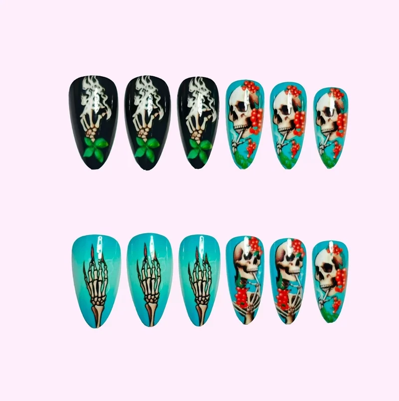 Künstlerische Skelett Nagelkunst