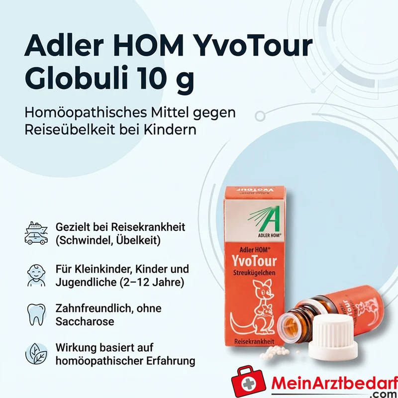 Adler HOM YvoTour Globuli 10 g – homöopathische Streukügelchen gegen Reiseübelkeit bei Kindern