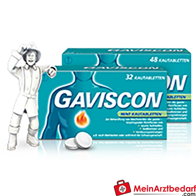 Gaviscon Kautabletten Mint 48 St. gegen Sodbrennen und Reflux, ab 12 Jahren