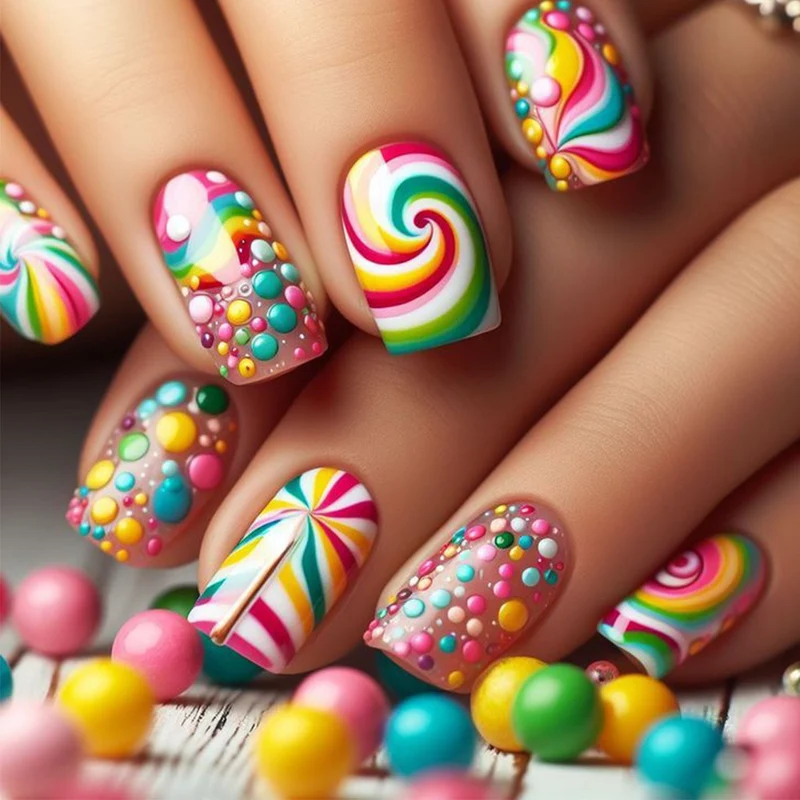 Künstlerisches Candy Swirl Nagelkunst-Set