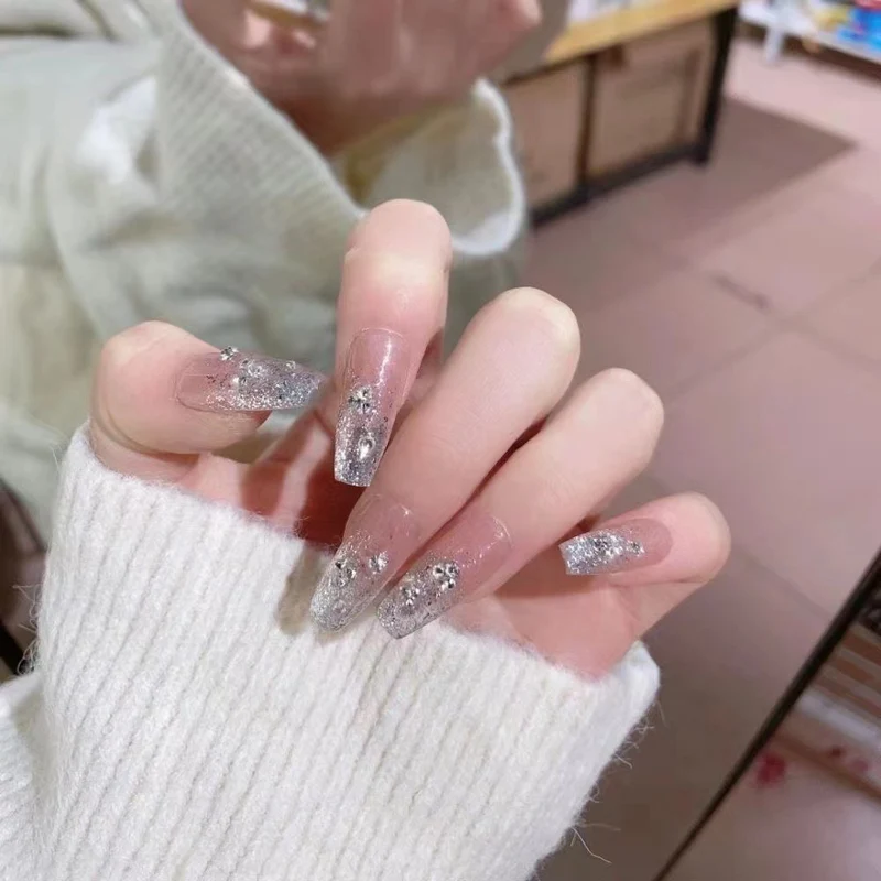 Glamouröse Strass Glitzer Press-On Nägel
