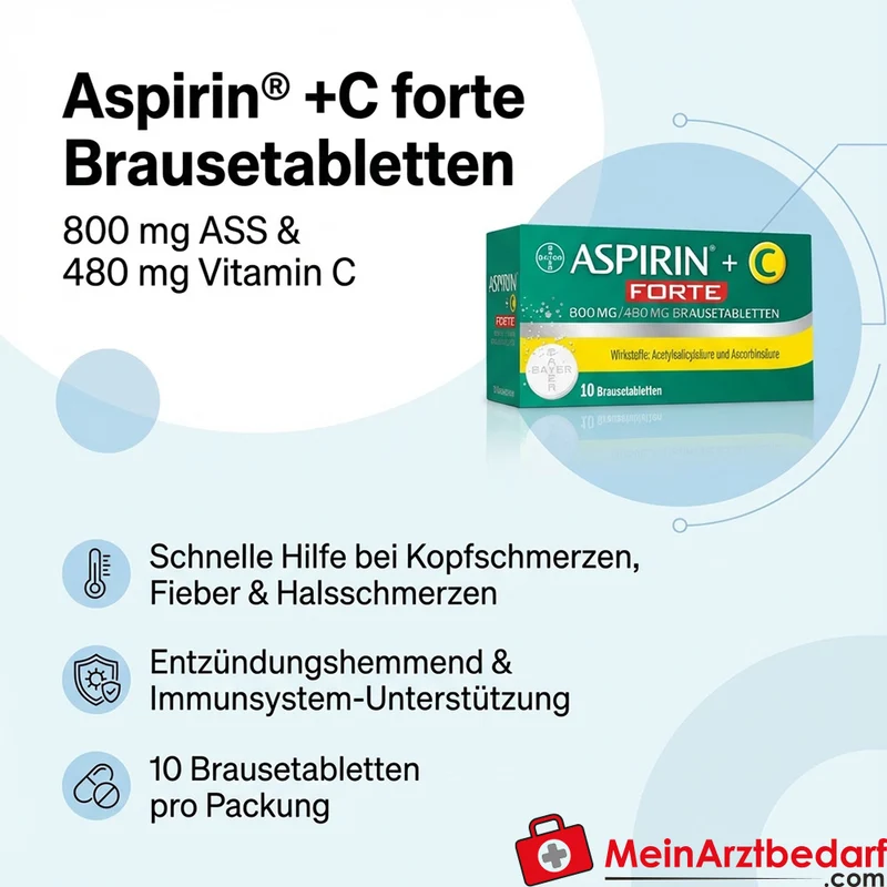 Aspirin +C forte Brausetabletten 10 Stück, 800 mg ASS/480 mg Vitamin C