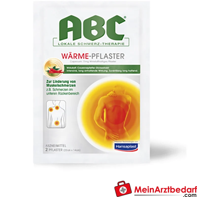 Hansaplast ABC Wärme-Pflaster Capsicum 11 mg - 2 Stück, langanhaltende Schmerz- & Wärmetherapie für Muskeln & Gelenke