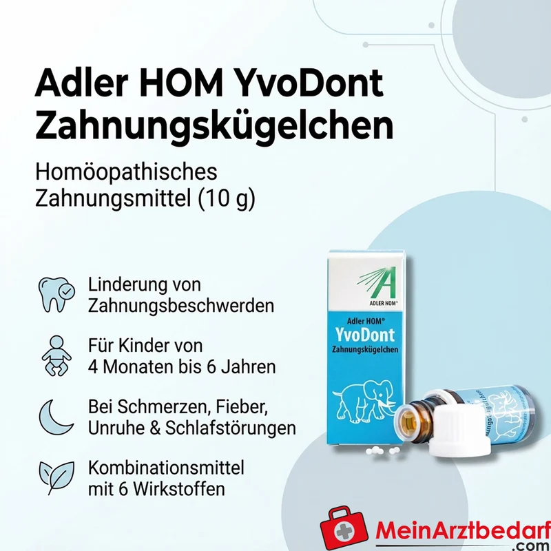 Adler Pharma YvoDont Streukügelchen 10 g Homöopathisches Zahnungsmittel für Kinder 4 Monate–6 Jahre