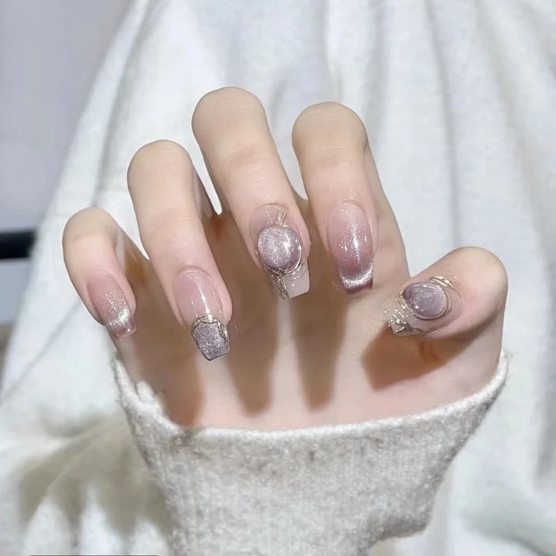 Luxuriös glitzerndes Press-On-Nagelset