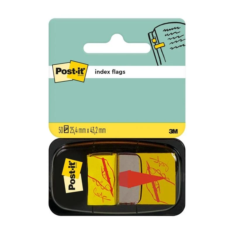 Post-it® Index Haftstreifen, Standard, Gelb, 25,4 mm x 43,2 mm, 50 Haftstreifen/Spender