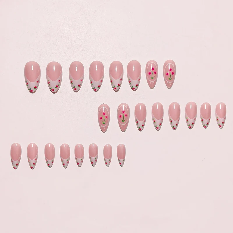 Florales Kunst Französische Spitze Nageldesign