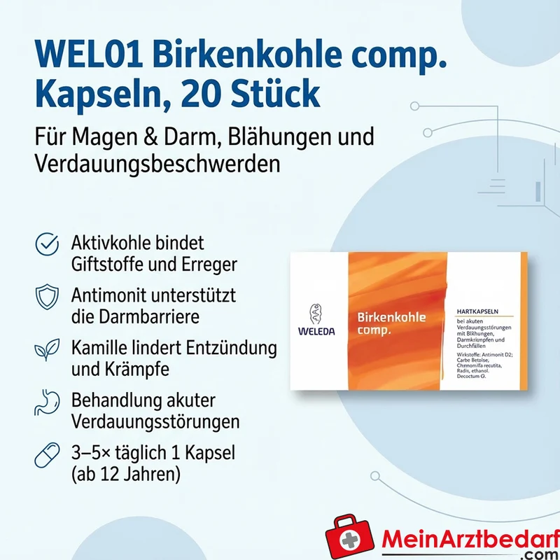 WEL01 Birkenkohle comp. Kapseln 20 St. bei Durchfall & Blähungen