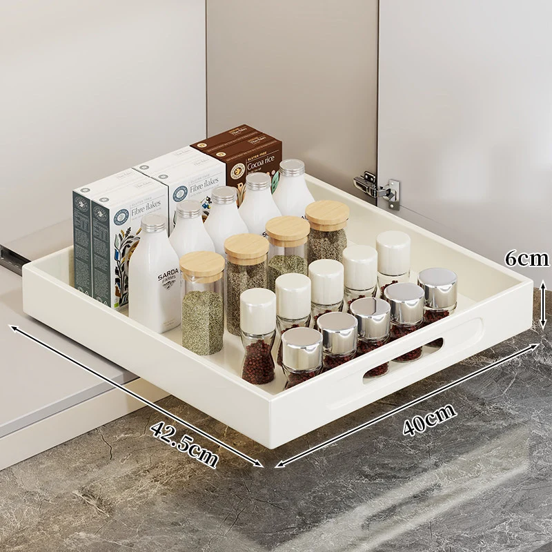 Ausziehbarer Schrank-Schubladenorganizer mit Ausschnittgriff und flachem Design