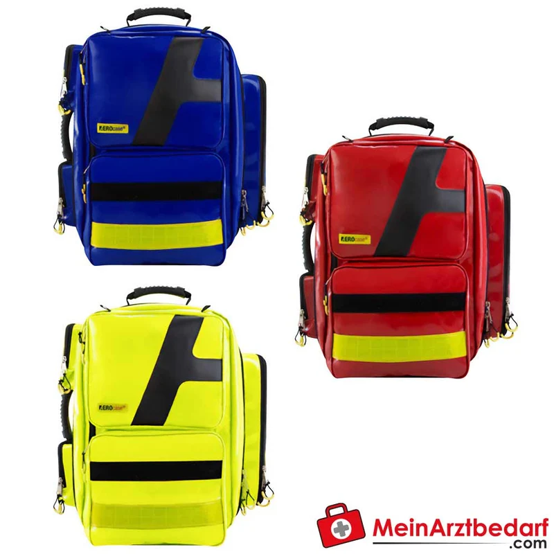 AEROcase Notfallrucksack EMS XL 55 l – 52×54×25 cm mit O2‑Flaschenhalterung, 7 transparente Modultaschen, abnehmbare Rückenriemen
