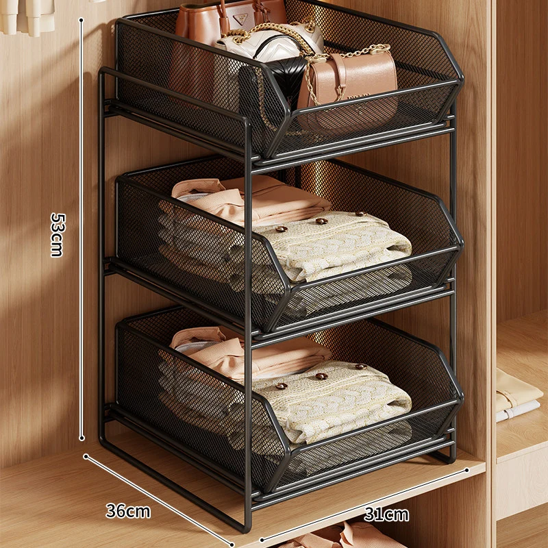 Doppel-Layer Metall-Mesh Ausziehbarer Kleiderschrank-Organizer für Handtaschen und gefaltete Kleidung