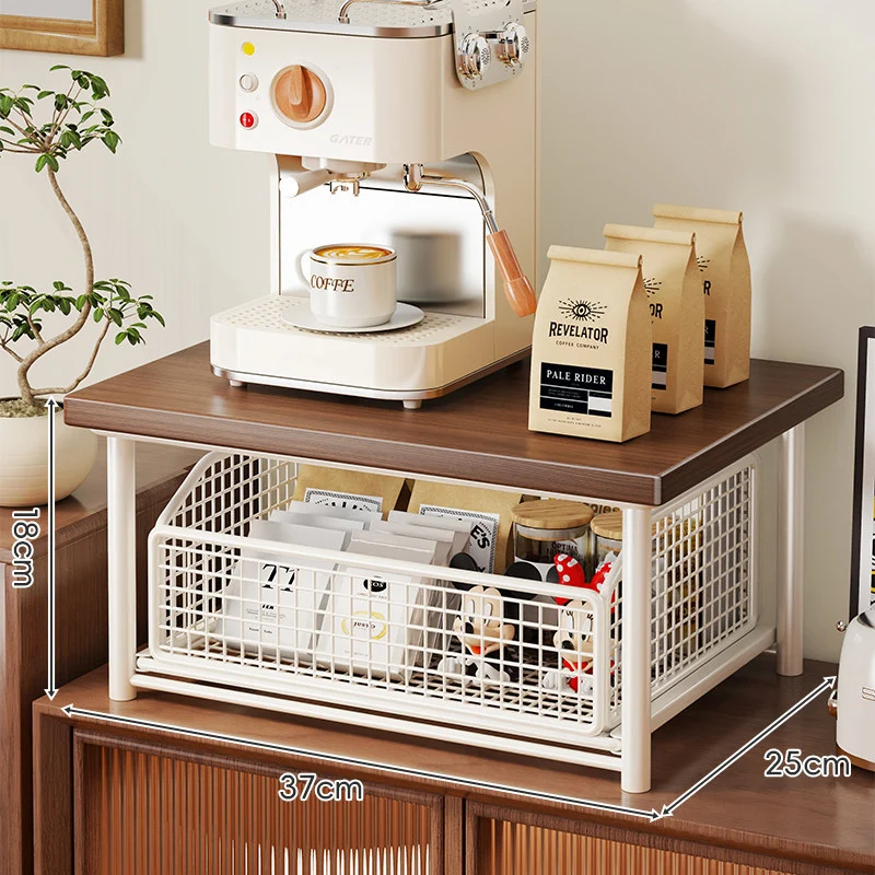 Theke Holzplatte Schiebemesh Lagerkorb Organizer mit Metallrahmen