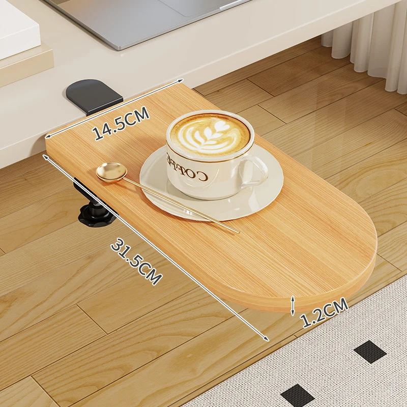 Clamp-On Klappbarer Bambus-Seitentablettisch für Schreibtisch und Sofa