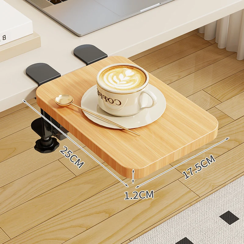 Clamp-On Klappbarer Bambus-Seitentablettisch für Schreibtisch und Sofa