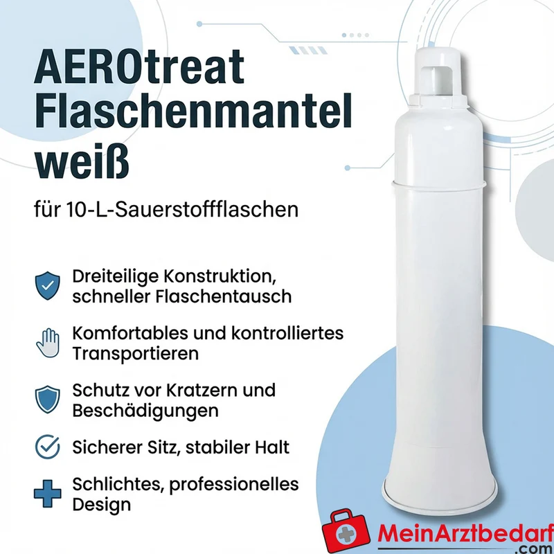 AEROtreat Flaschenmantel weiß für 10 L Sauerstoffflasche, dreiteilig