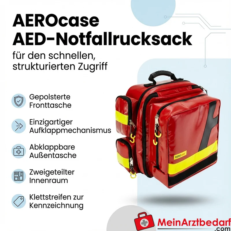 AEROcase AED-Notfallrucksack EPMC gepolstert mit Aufklappmechanismus für AED