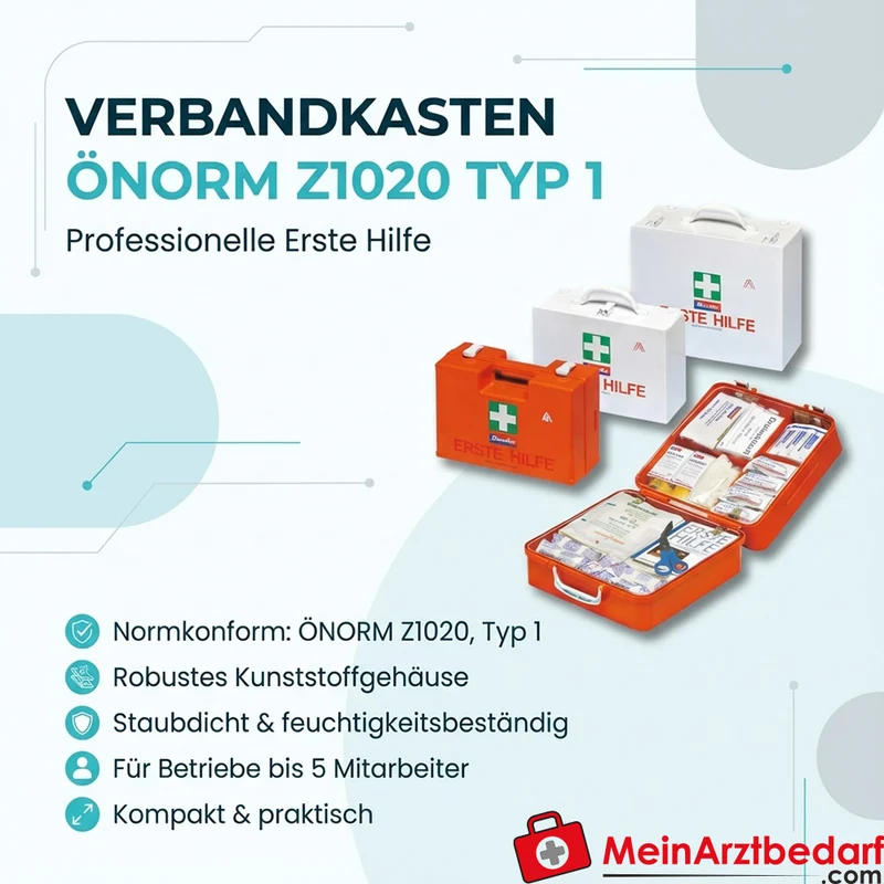 Verbandkasten ÖNORM Z1020 Typ 1 Kunststoff für Betriebe bis 5 Mitarbeiter