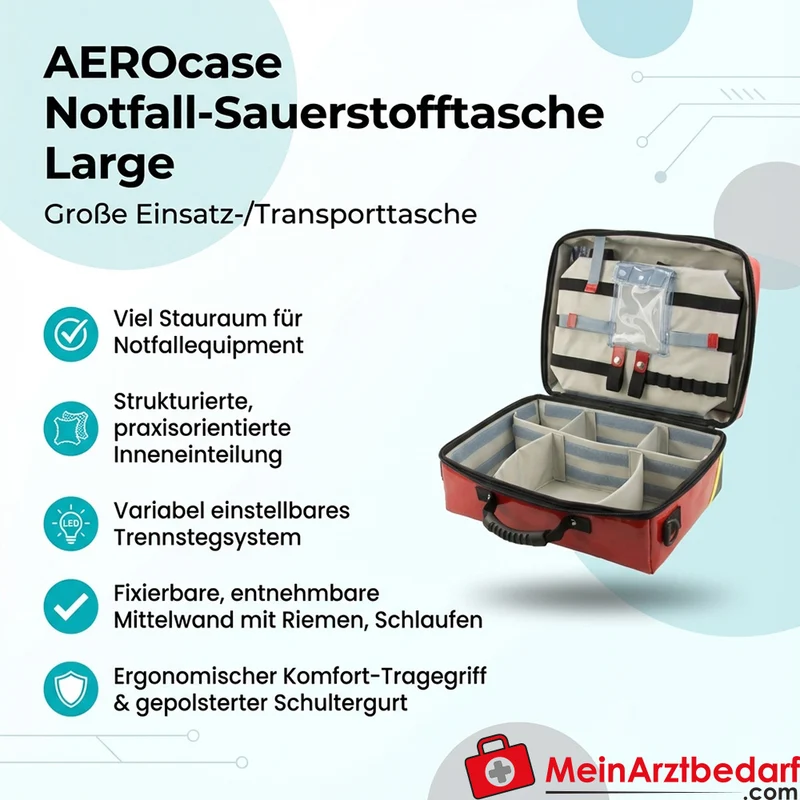 AEROcase Notfall-Sauerstofftasche Large EMS mit Trennstegsystem und gepolstertem Schultergurt