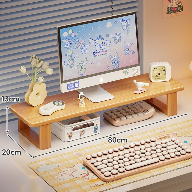 Bambus-Desktop-Monitorständer mit Unterregal-Tastaturlagerung und Kabelmanagement