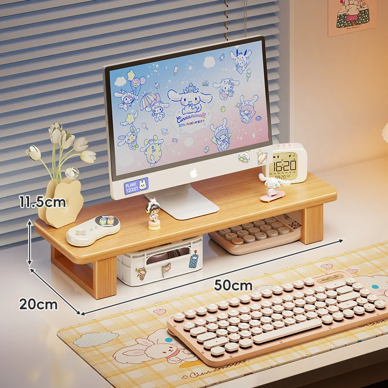 Bambus-Desktop-Monitorständer mit Unterregal-Tastaturlagerung und Kabelmanagement