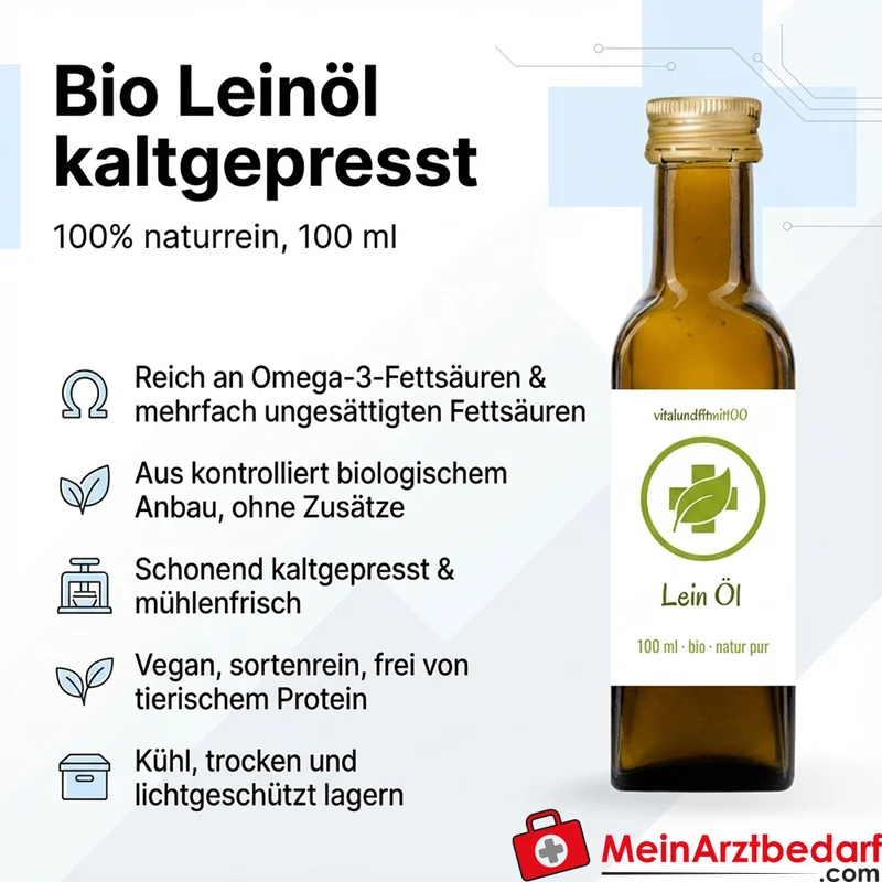 Leinöl kaltgepresst 100 ml – Omega‑3 reich, vegan