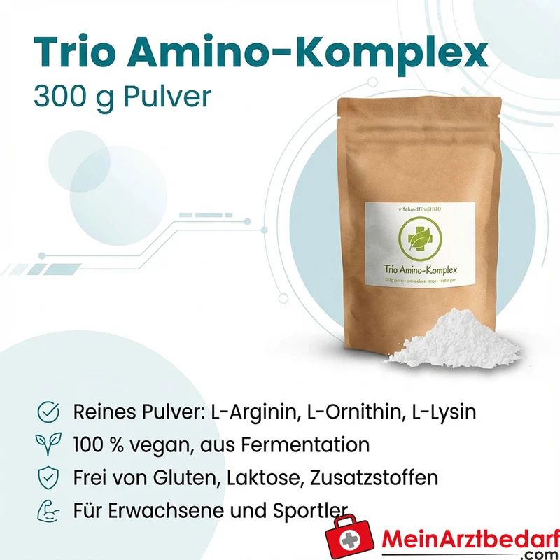 Trio Amino-Komplex L-Arginin L-Ornithin L-Lysin Pulver 300 g vegan