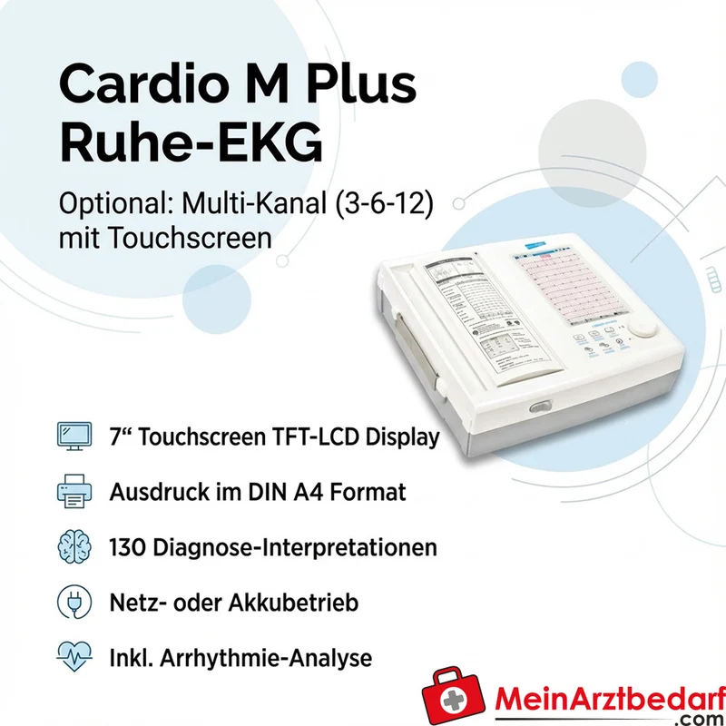 medical ECONET Cardio M Plus, 12-Kanal-Ruhe-EKG mit 7" Touchscreen