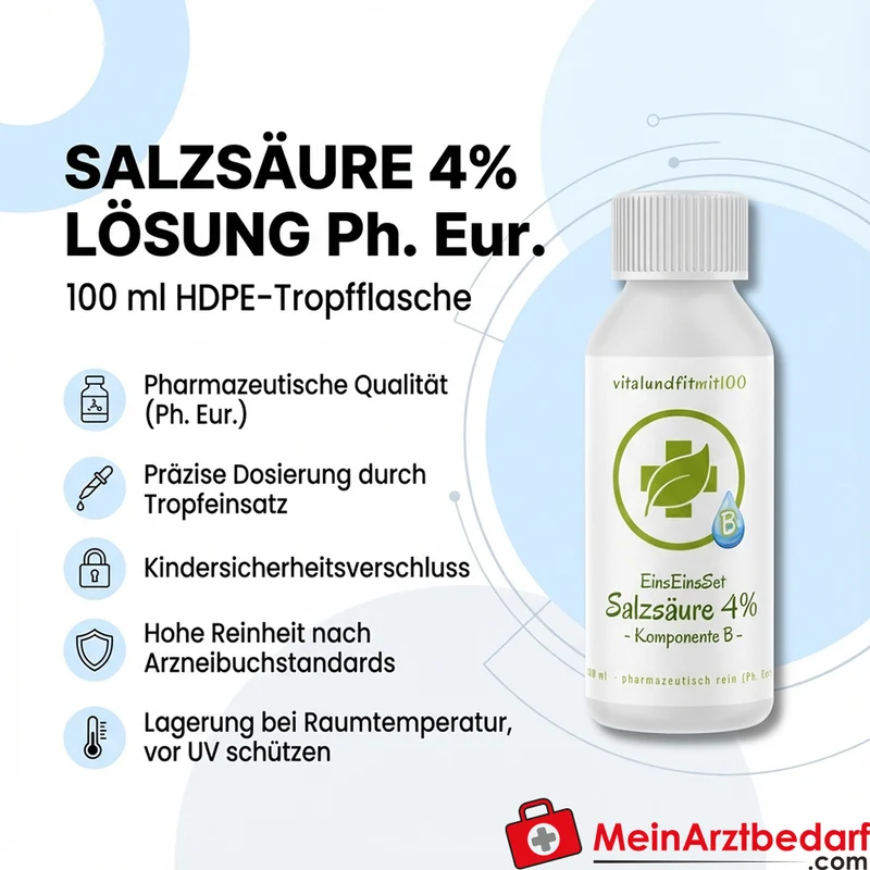 Salzsäure 4% Lösung Ph. Eur. HDPE-Tropfflasche 100 ml