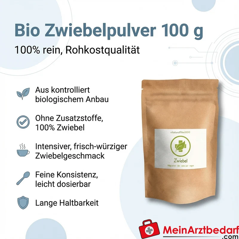 Zwiebelpulver 100 g, 100% rein, Rohkostqualität, fein gemahlen