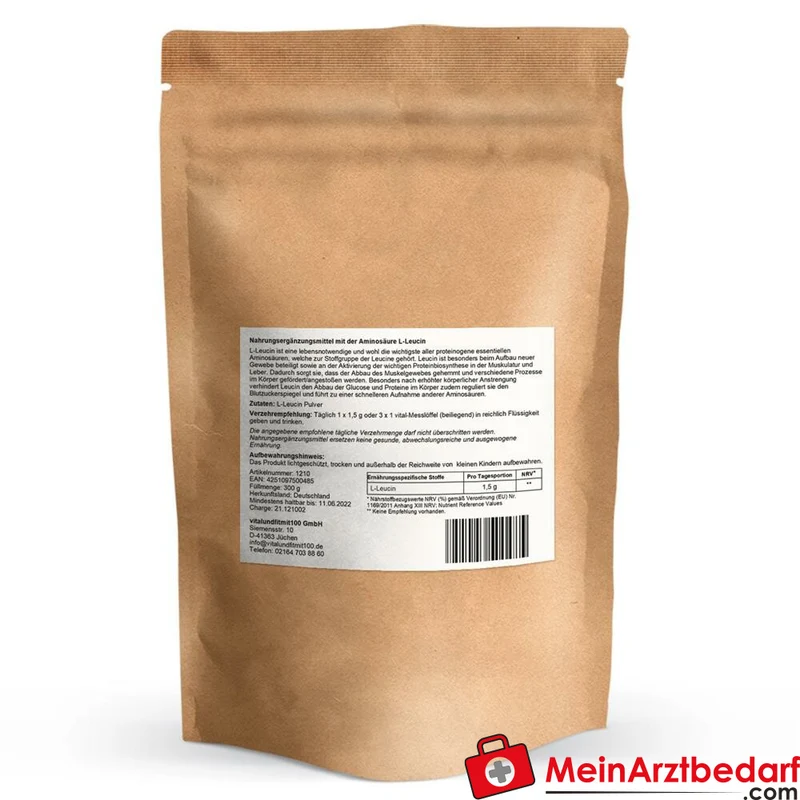 L-Leucin Pulver 300 g Reinsubstanz vegan glutenfrei laktosefrei