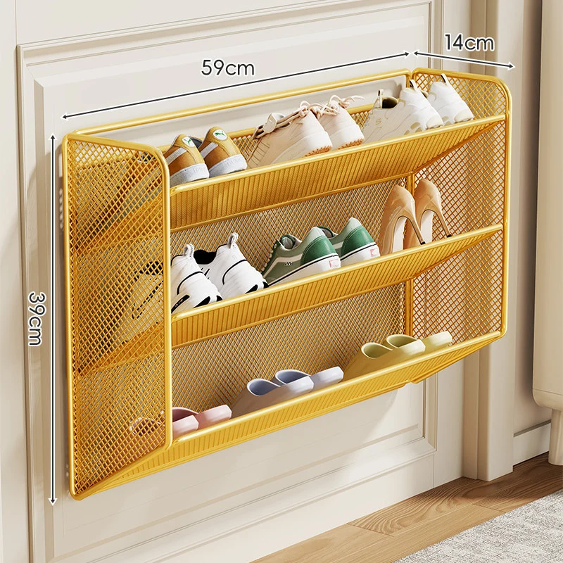 Wandmontierter Slim Drop-Down Mesh Schuhregalständer