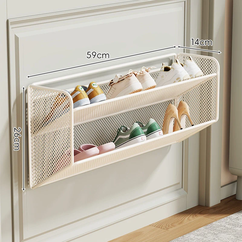 Wandmontierter Slim Drop-Down Mesh Schuhregalständer