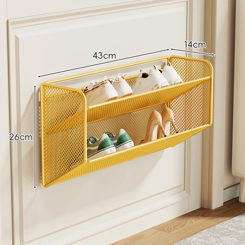 Wandmontierter Slim Drop-Down Mesh Schuhregalständer