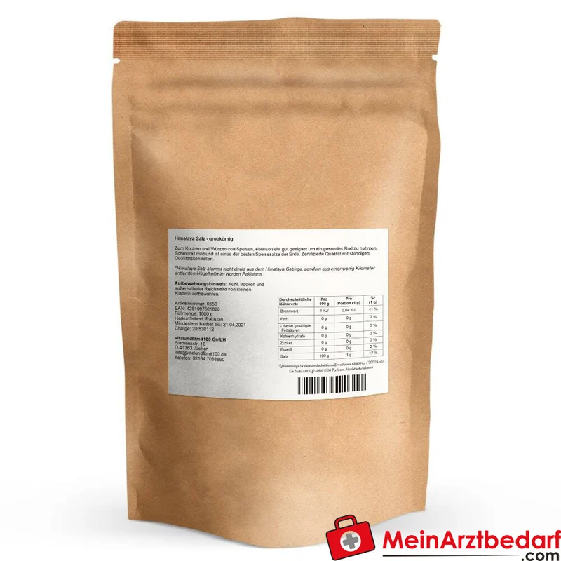 Himalaya Kristallsalz grobkörnig 1 kg Speisesalz zum Kochen, Würzen und für Bäder
