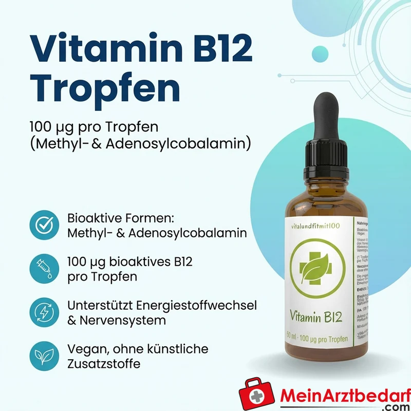 Vitamin B12 Tropfen (Methyl- & Adenosylcobalamin) 100 µg/Tropfen mit Pipette vegan