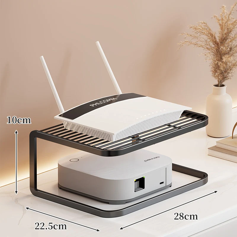 Belüfteter Desktop-Router- und Modemständer-Organizer