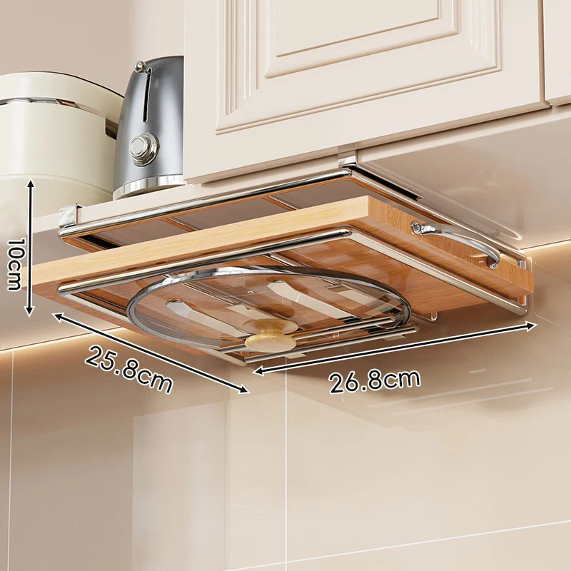 Unter-Küchenschrank Bambusregal mit Multi-Haken Becher, Deckel und Utensilien Organizer
