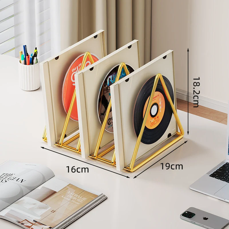 Dreieckiger Metall-Desktop-Vinyl- und LP-Teiler-Organizer mit rutschfester Basis