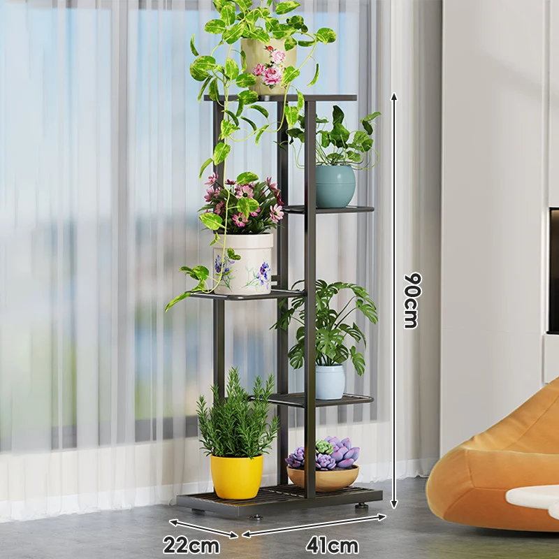 Indoor Mehrstufiger Vertikaler Pflanzenständer mit Lattenboden und gestuften Regalen