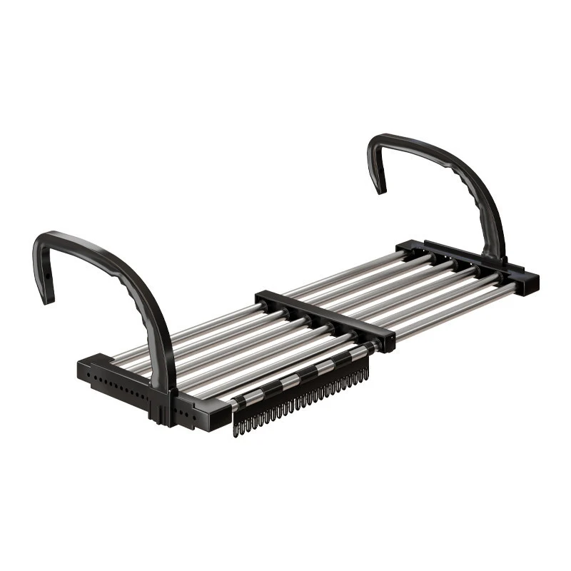 Erweiterbares Über-Schiene teleskopisches Kleiderständer mit mehreren Edelstahlstangen