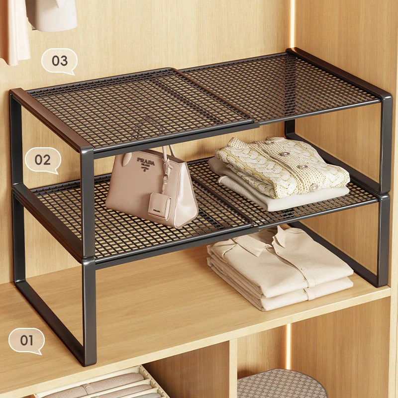 Verstellbarer Metall Kleiderschrank Regal Hebeorganisator